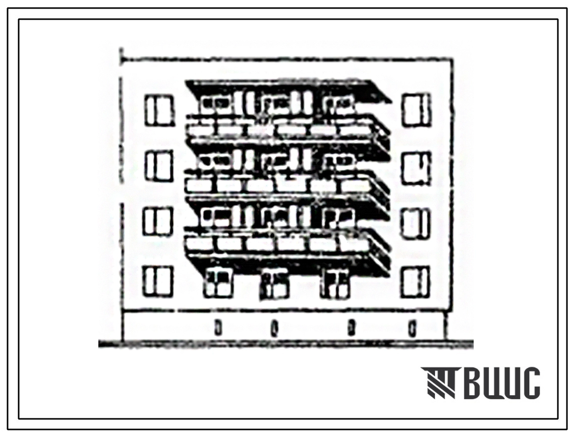 Типовой проект 175-07с.84 Блок-секция 4-этажная 12-квартирная 3Б.2Б.1Б торцевая правая. Для строительства во 2 климатическом районе Киргизской ССР сейсмичностью 9 баллов.