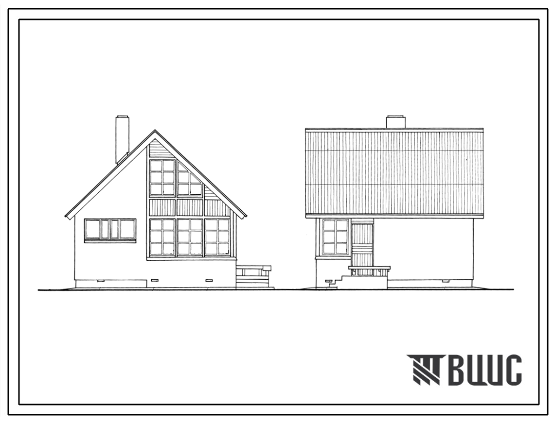 Типовой проект 184-000-368.86 Летний садовый домик с мансардой со стенами из кирпича