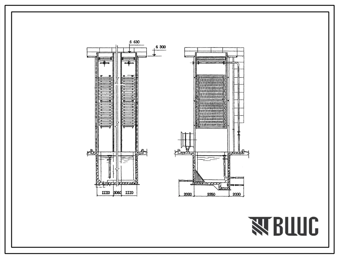Типовой проект 901-6-52 Градирни с вентиляторами 06-300 № 8 пленочные и капельные с секциями площадью 2 м2 со стальным каркасом