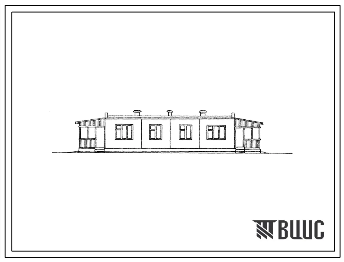 Типовой проект 181-48-1с/1 Одноэтажный блокированный жилой дом на 2 квартиры типа 3А. Для строительства в 3 климатическом районе сейсмичностью 8 и 9 баллов