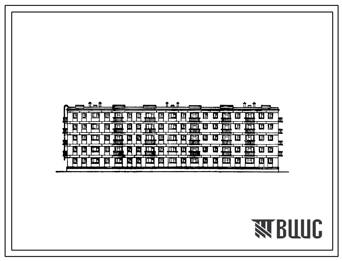 Типовой проект 1-307с-24 Пятиэтажный трехсекционный дом на 60 квартир.