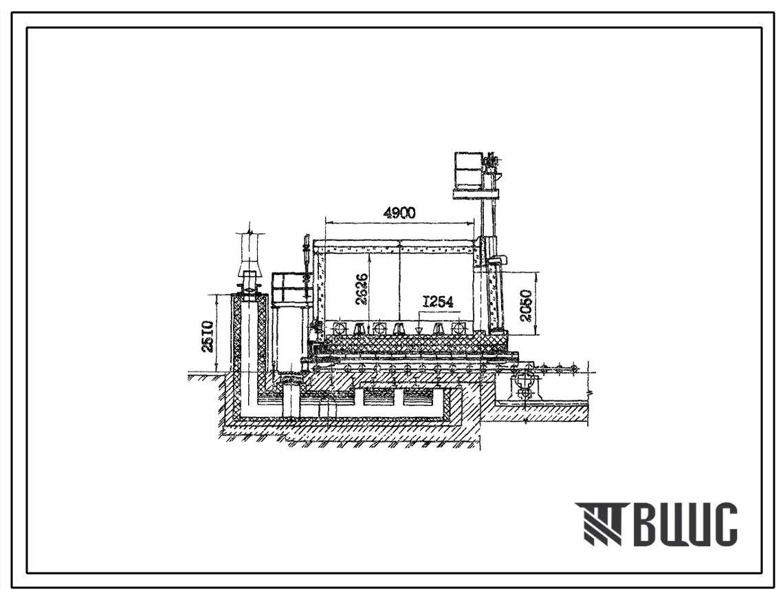 Типовой проект 406-9-253 Печь термическая с выкатным подом размерами 2,5х5,0 м на газе с отводом продуктов сгорания вверх