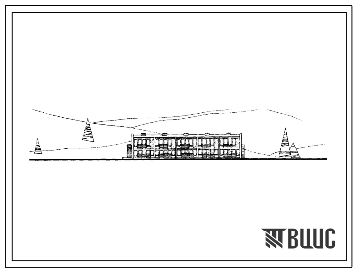 Типовой проект 244-4-23с Летний двухэтажный спальный корпус коридорного типа на 95 мест для туристских баз. Для строительства в III и IV строительно-климатических зонах, в районах с сейсмичностью 7-8 баллов.