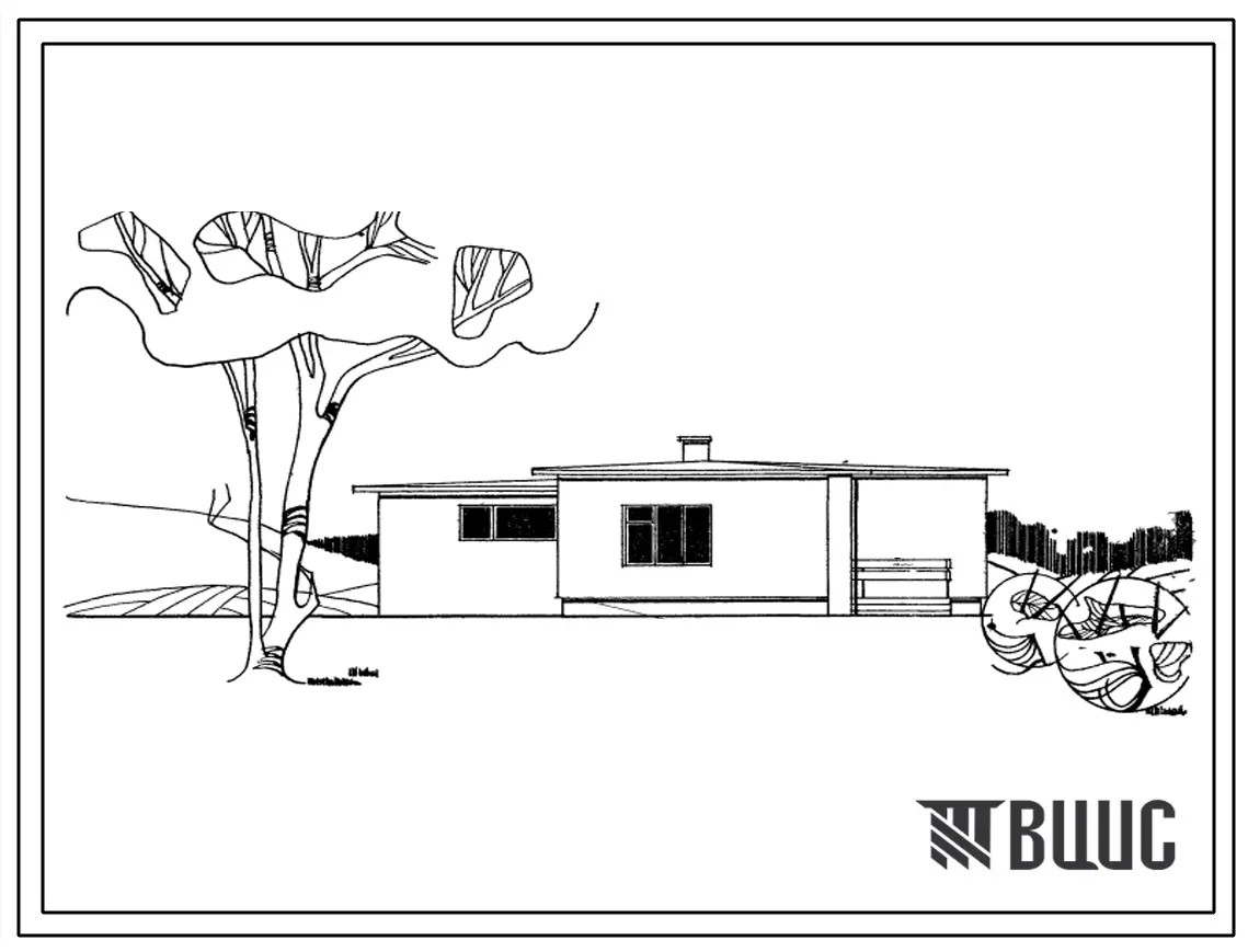 Типовой проект 184-12-114 1-этажный 1-квартирный жилой дом с 3-комнатной квартирой со стенами из кирпича для строительства в 1 климатическом районе, подрайонах 1А, 1Б, 1Г.