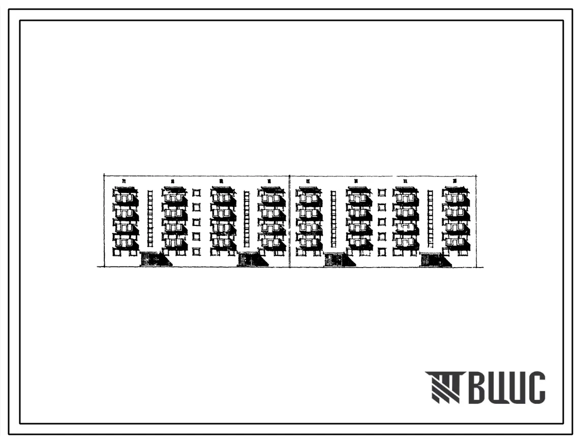 Типовой проект 114-114-13с/1 Пятиэтажный четырехсекционный жилой дом на 60 квартир (двухкомнатных 2Б-40, трехкомнатных 3Б-10, четырехкомнатных 4Б-10) со стенами из кирпича. Для строительства в 1В и 1Д климатических подрайонах сейсмичностью 7 баллов