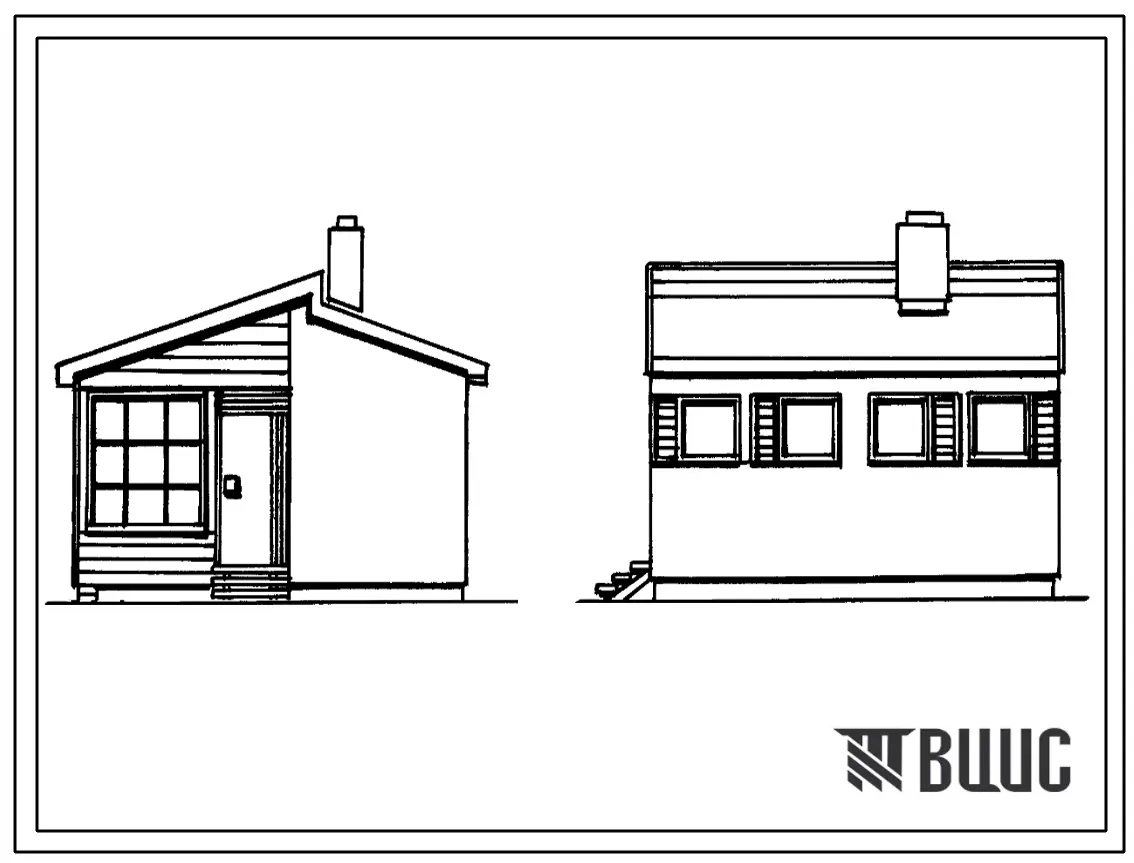 Типовой проект 183-000-66 Двухэтажный однокомнатный садовый летний домик. Для строительства во 2 климатическом районе