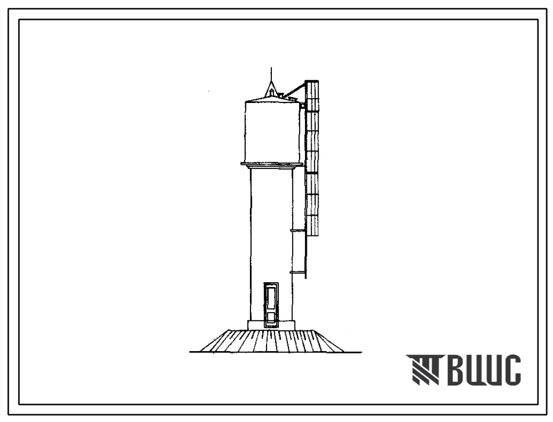 Типовой проект 901-5-14 Водонапорная бесшатровая кирпичная башня со стальным баком емкостью 15 м3, высотой до дна бака 6 и 9 м.