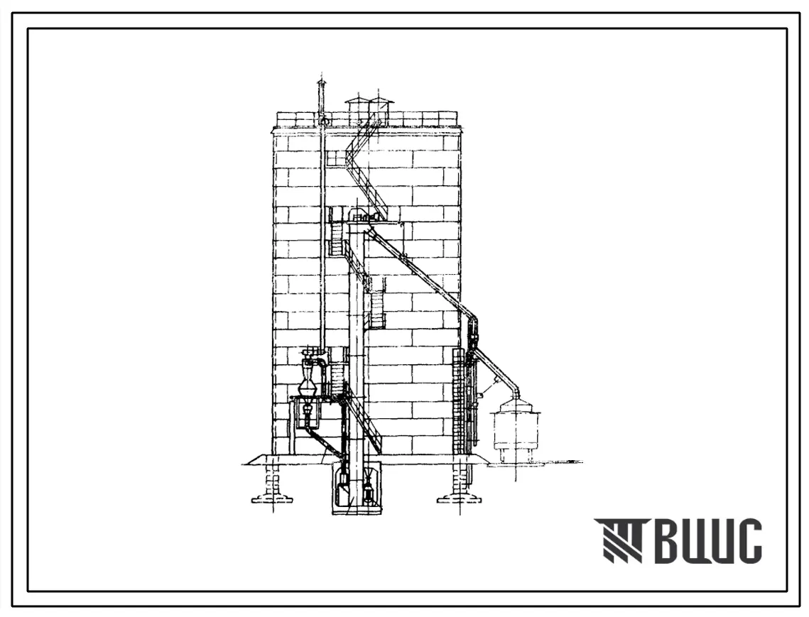 Типовой проект 501-119 Пескоснабжение установки для локомотивов. Башенный склад сухого песка емкостью 3400 м3 (с подземной галереей для оборудования).