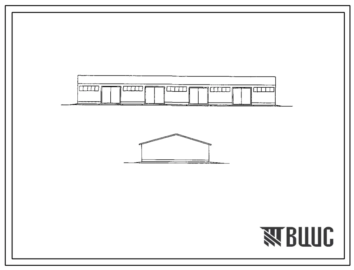 Типовой проект 816-2-31.87 Склад для техники. Предназначен для межсезонного хранения сельскохозяйственной техники (70 условных машиномест). Размеры здания -18x54 м. Расчетная температура: -30°С. Стены и покрытие - асбестоцементные листы по стальным прогон