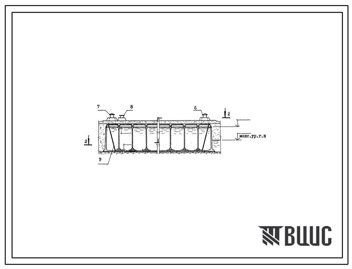 Типовой проект 901-4-67.83 Резервуары для воды прямоугольные железобетонные сборные емкостью от  2800 до 4600 м3 (с применением стеновых панелей с опорой пятой)