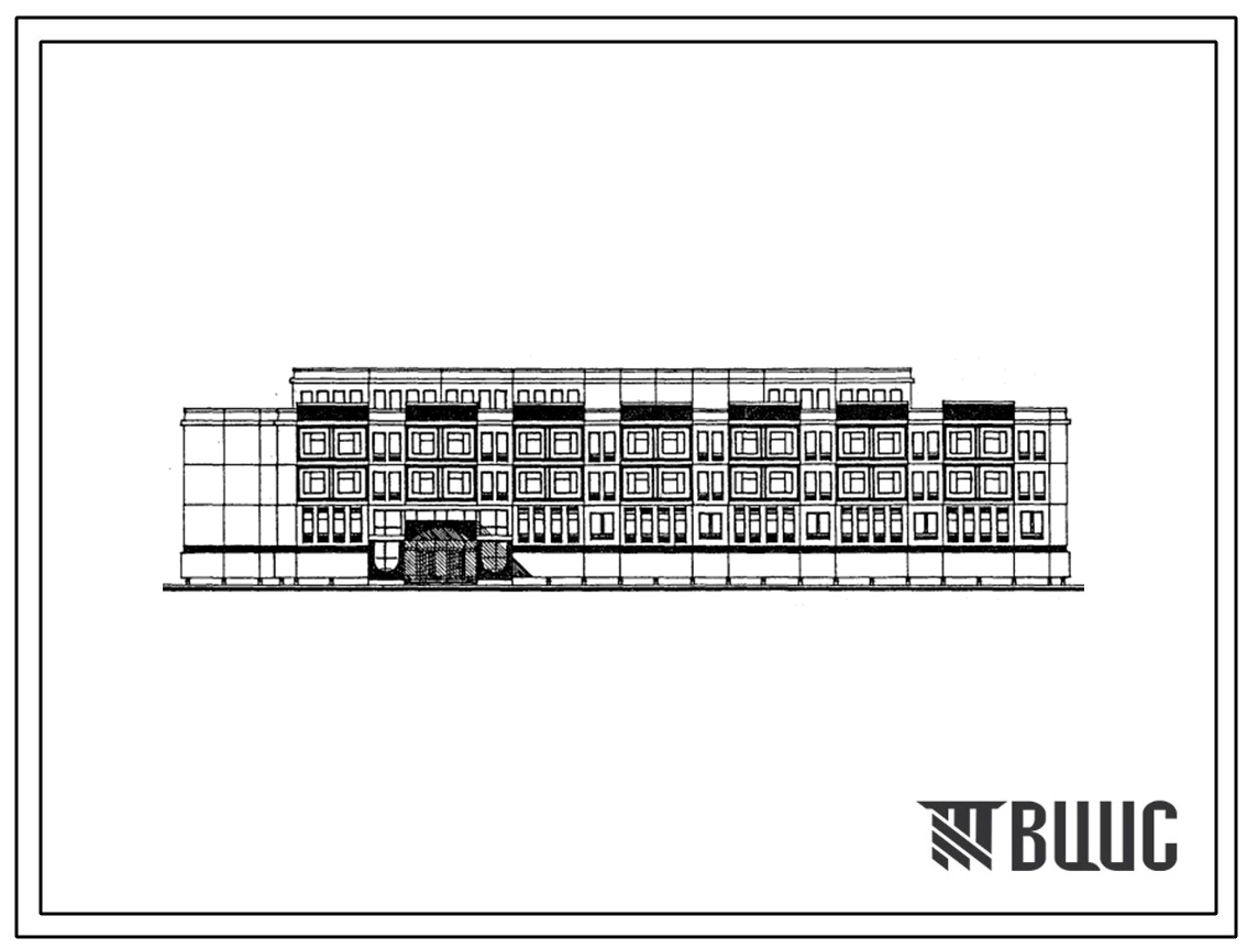 Типовой проект 221-01-639м.88 Школа на 18 классов (694 учащихся). Грунты вечномерзлые. Здание трех-, четырехэтажное. Стены из трехслойных железобетонных панелей по серии 1.090.1-4м.