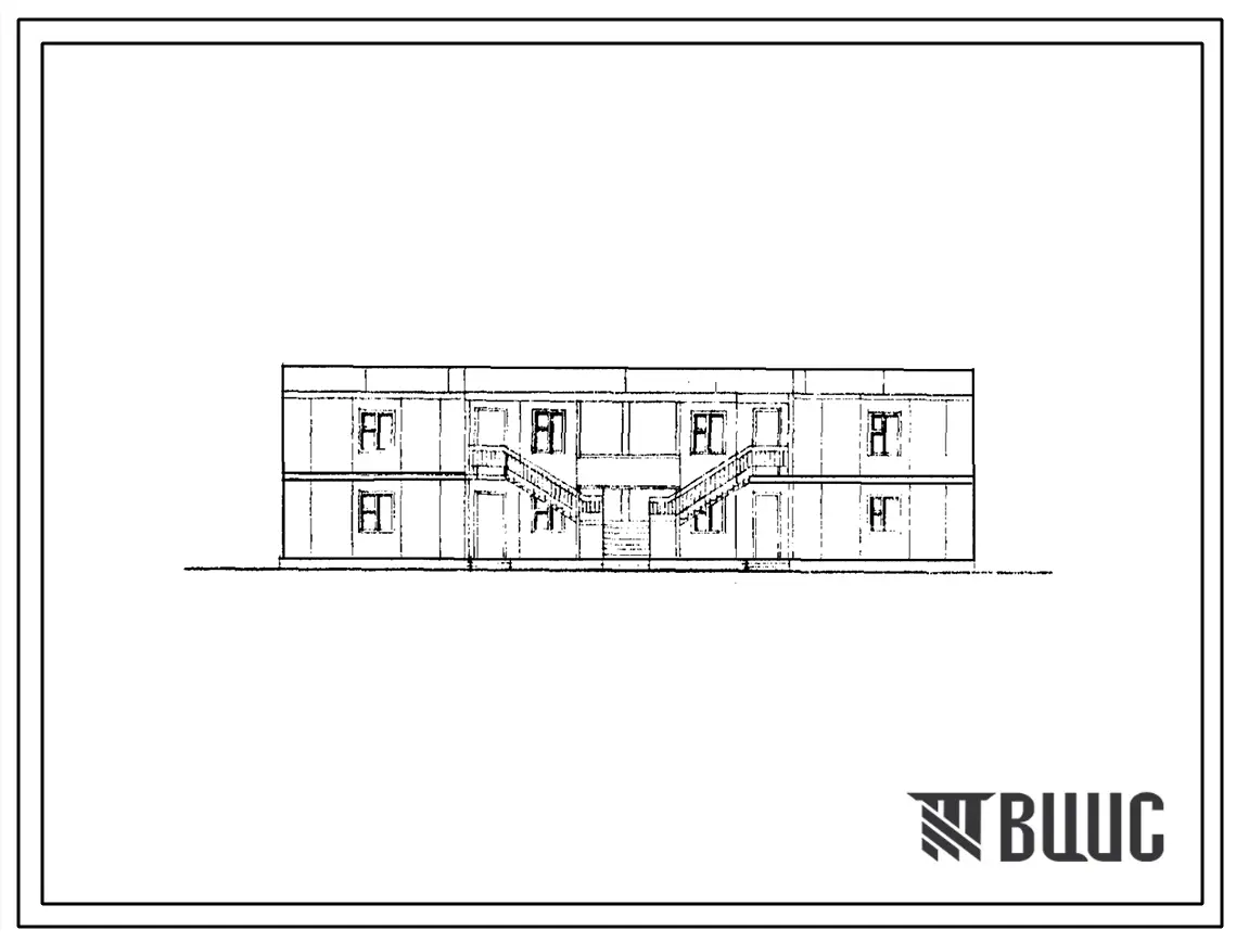 Типовой проект 181-55-13с Двухэтажный дом на 4 трехкомнатные квартирой типа 3Б. Для строительства в 4А климатическом подрайоне сейсмичностью 7, 8 и 9 баллов