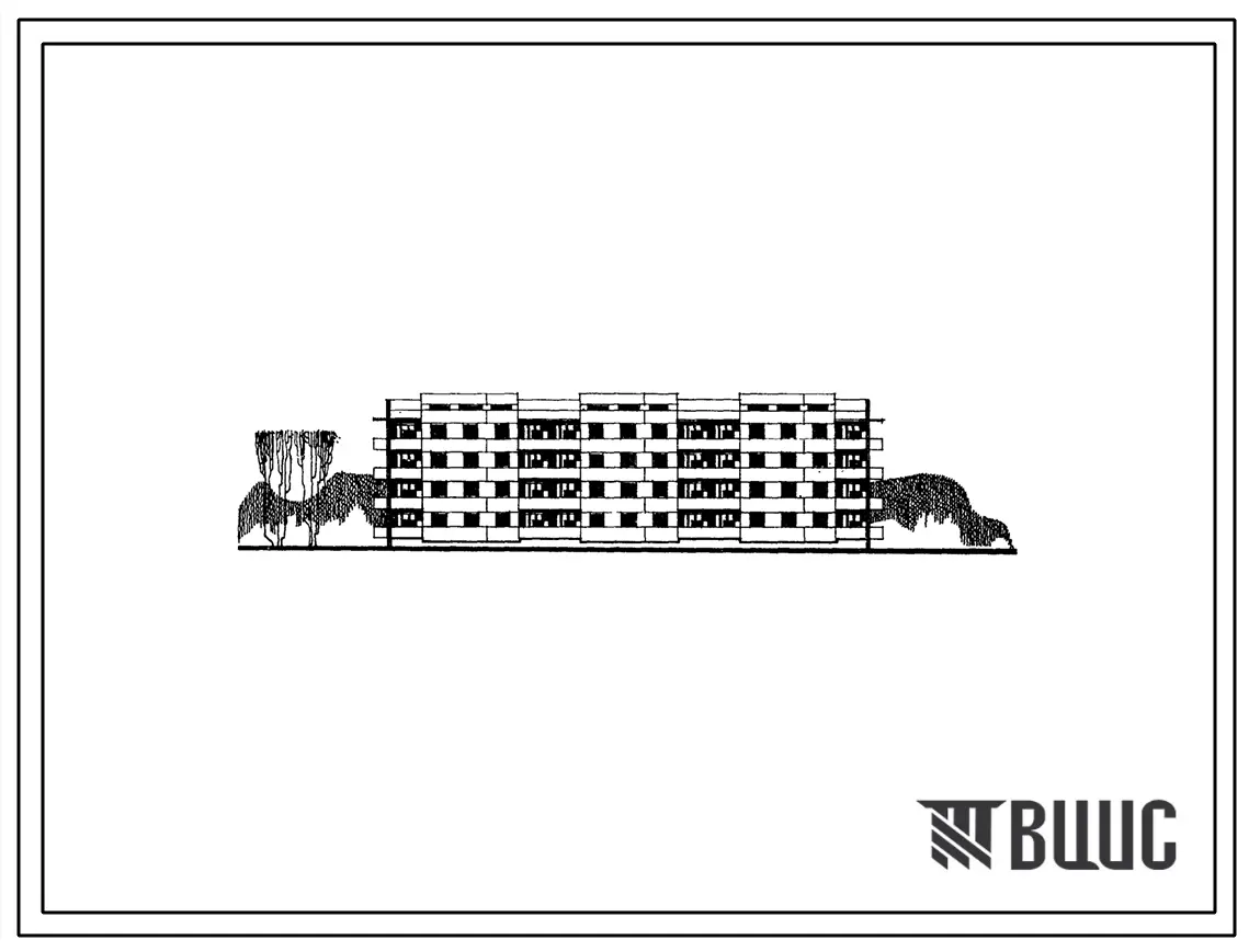 Типовой проект 111-26-26 Четырехэтажный трехсекционный жилой дом на 32 квартиры (однокомнатных 1Б-8, двухкомнатных 2Б-8, трехкомнатных 3А-12, четырехкомнатных 4Б-4) наружные стены из газосиликатных панелей. Для строительства во 2 и 3 климатических районах