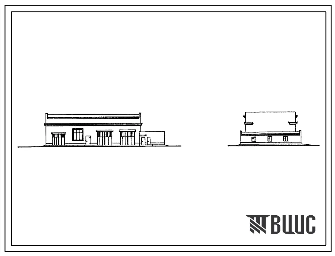 Типовой проект 816-1-134.87 Производственный корпус гаража-мастерской на 4 грузовых автомобиля и 4 трактора
