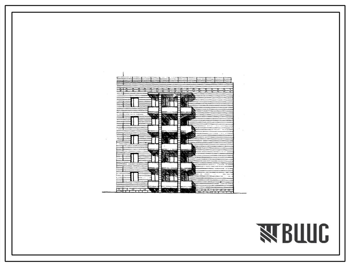 Типовой проект 1А-450-023с/1 Пятиэтажная блок-секция торцевая правая на 15 квартир (однокомнатных 1Б-5, двухкомнатных 2Б-5, трехкомнатных 3А-5). Для строительства в 4 климатическом районе Армянской ССР сейсмичностью 7 и 8 баллов