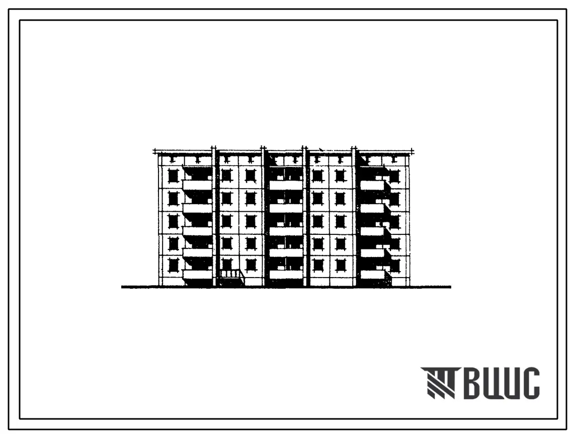 Типовой проект 97-048/1 Пятиэтажная блок-секция сдвоенная поворотная на 29 квартир (однокомнатных 1Б-9, двухкомнатных 2Б-9, трехкомнатных 3Б-11). Для строительства в 1В климатическом подрайоне