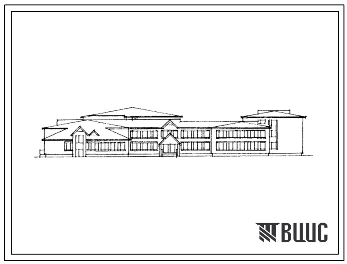 Типовой проект 224-01-686.90 Общеобразовательная неполная средняя школа на 9 классов (108 учащихся). Здание трехэтажное. Стены из кирпича.