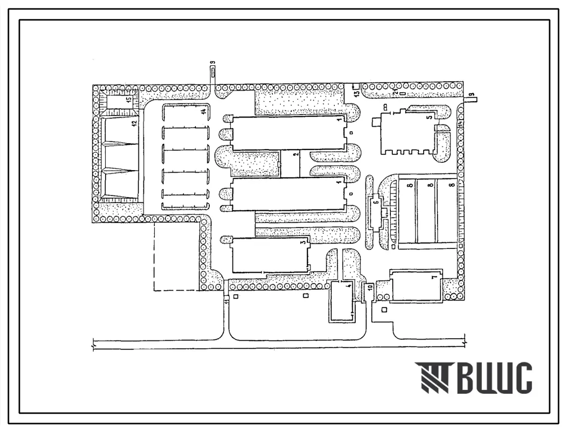 Типовой проект 801-01-58.86 Ферма по производству молока на 400 коров привязного содержания с выращиванием телят до 20-дневного и 6-месячного возраста. Доение - в молокопровод или доильные ведра. Раздача кормов – мобильная. Удаление навоза - транспортерам