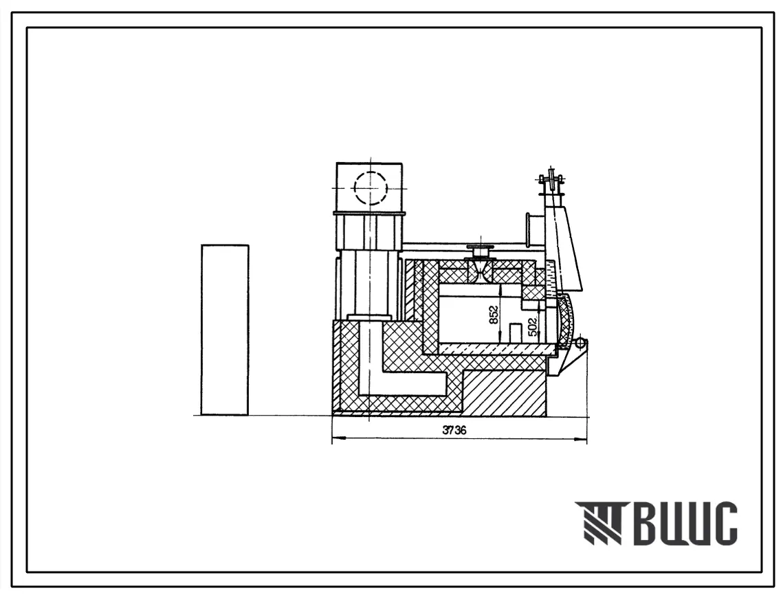 Типовой проект 406-9-225  Печь нагревательная камерная размерами пода 1,62х1,16 м на газе низкого давления с отводом дыма в боров