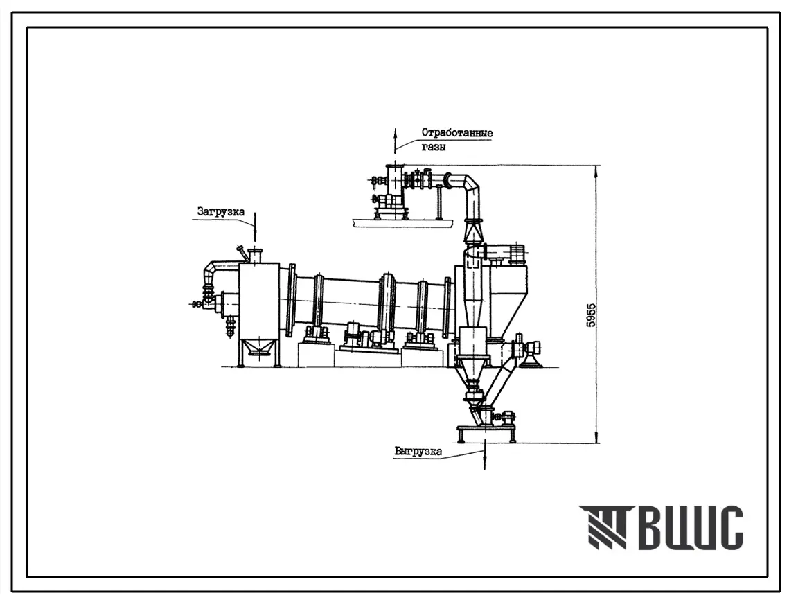 Типовой проект 406-9-240 Сушило барабанное с охлаждением Д=1 м; L=4 м производительностью 2,5 т/ч на мазуте для песка.