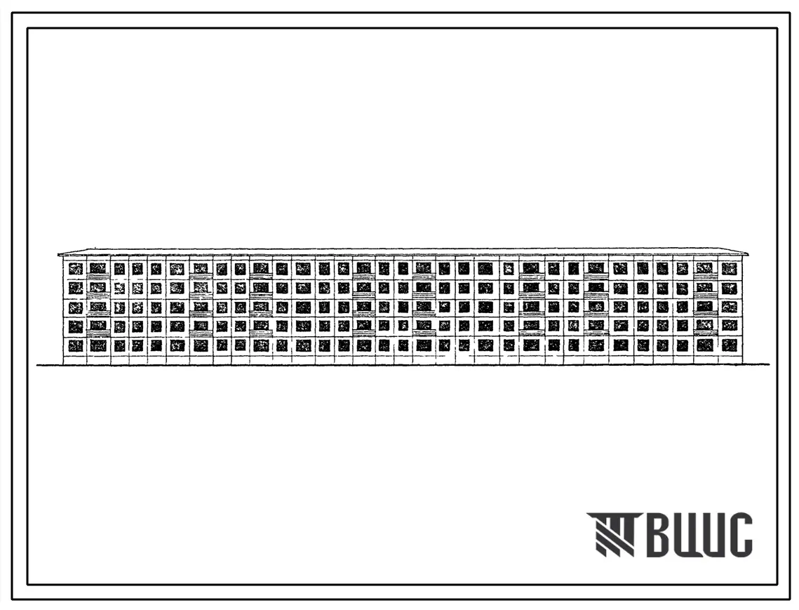 Типовой проект 1-464Д-95 Пятиэтажный шестисекционный дом на 90 квартир (однокомнатных 5, двухкомнатных 60, трехкомнатных 15, четырехкомнатных 10).