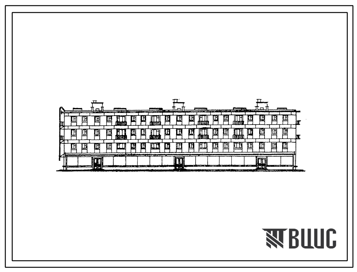 Типовой проект 1-307с-4А Четырехэтажный дом на 36 квартир со встроенным магазином в первом этаже.