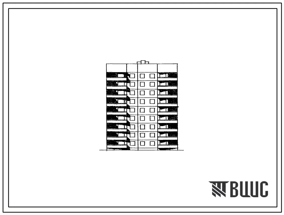 Типовой проект 90-035/1.2 Блок-секция 9-этажная 36-квартирная рядовая с торцовыми окончаниями 1Б.2Б.3А.3А