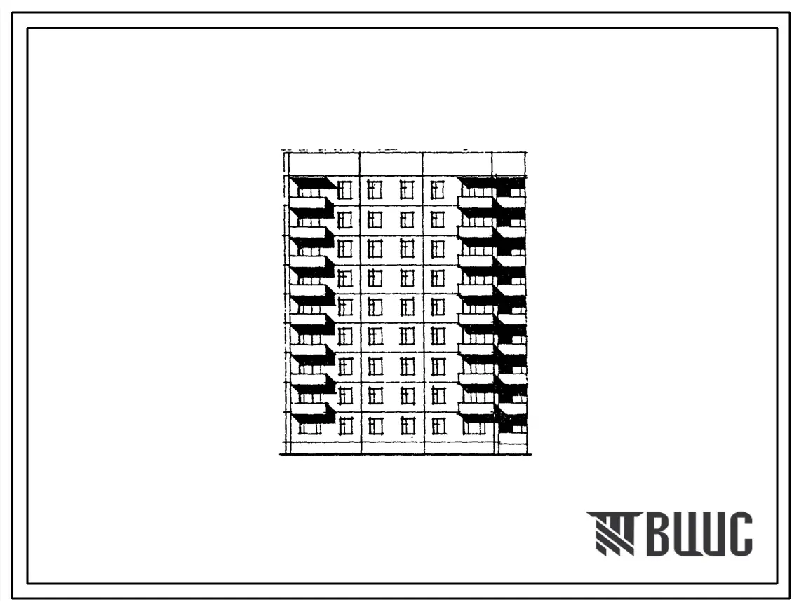 Типовой проект 135-0362.88 Девятиэтажная блок-секция торцевая левая на 36 квартир. Для строительства в городах и поселках городского типа