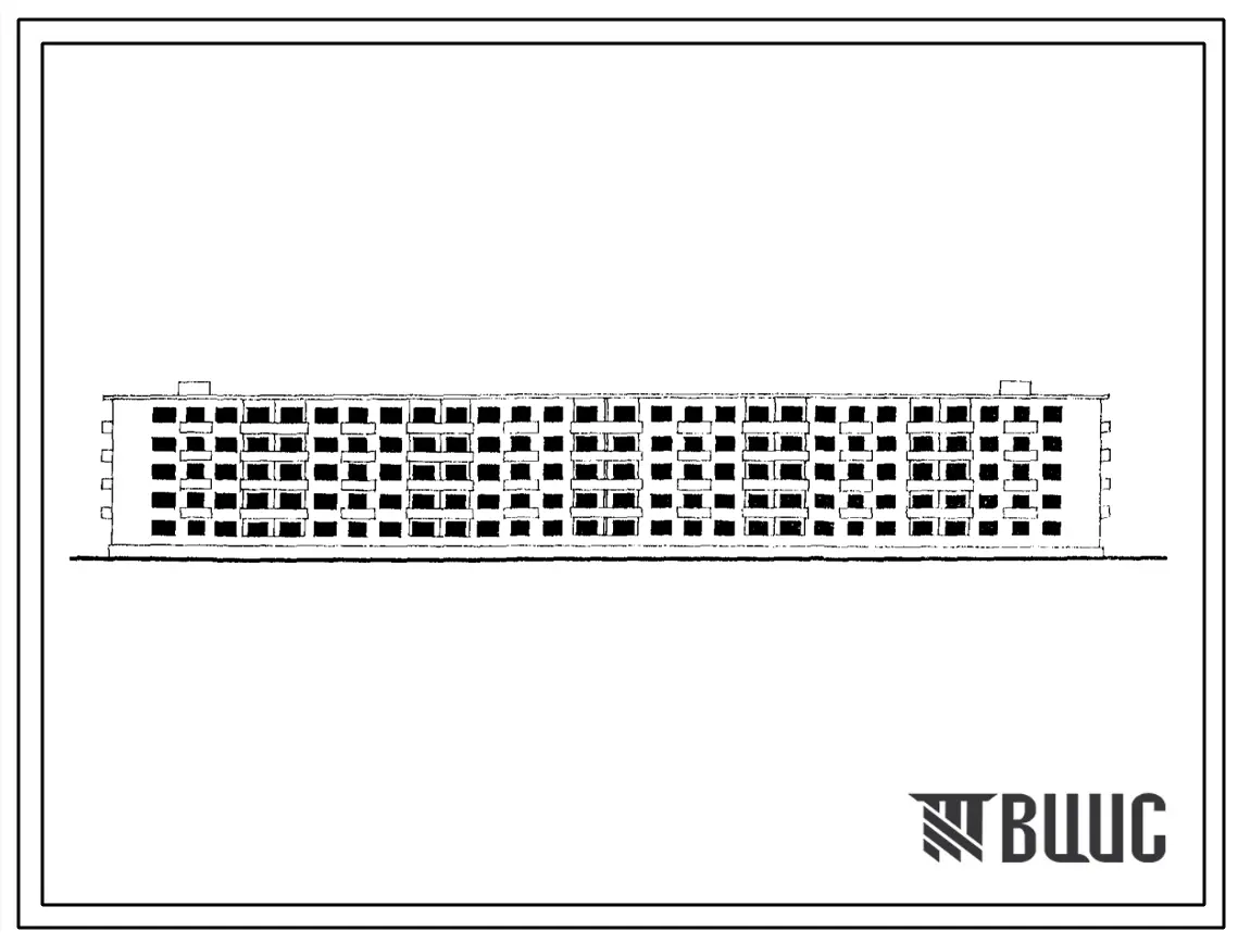 Типовой проект 1-447ЮС-5 Пятиэтажный шестисекционный 90-квартирный кирпичный дом с поперечными несущими стенами (однокомнатных 20, двухкомнатных 40, трехкомнатных 30).