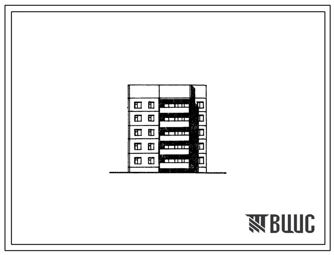 Типовой проект 75-05/1.2 Блок-секция 5-этажная 15 квартирная торцевая левая 1Б-2Б-4А