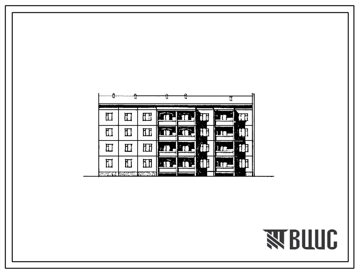 Типовой проект 76-095сп.85 Четырехэтажная блок-секция торцевая правая на 20 квартир