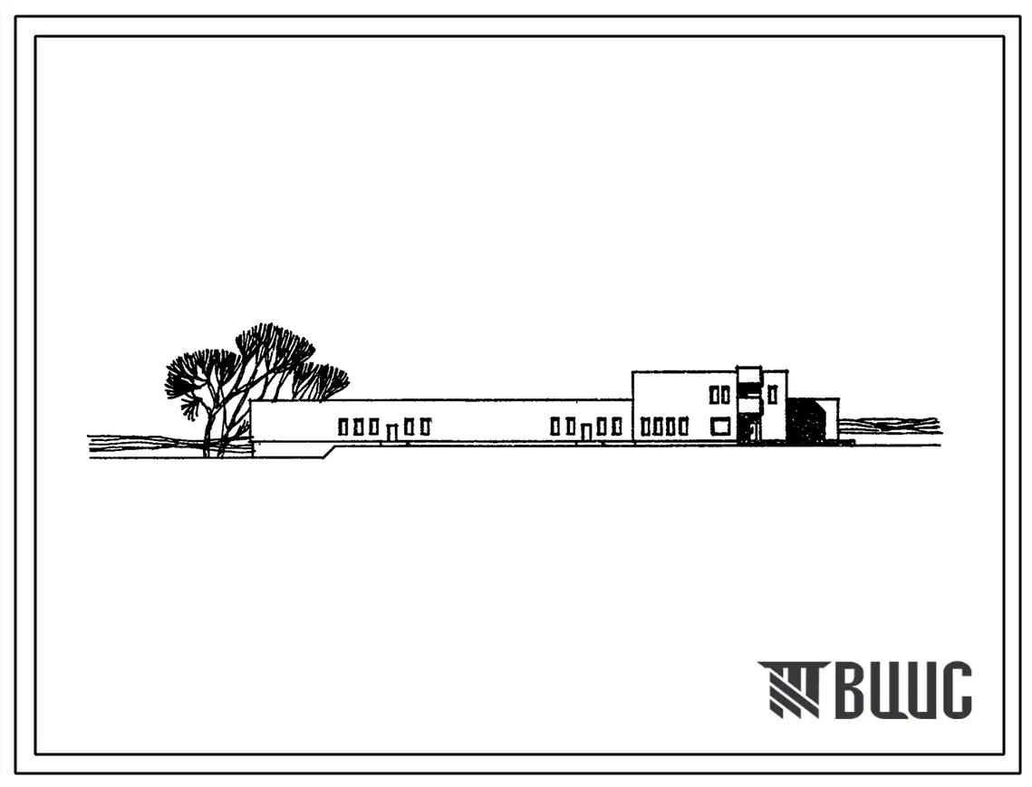 Типовой проект 284-3-35 Здание предприятий хозяйственно-технического обслуживания общественного центра микрорайона. Со стенами из кирпича. Для строительства в 1В климатическом подрайоне, 2 и 3 климатических районах