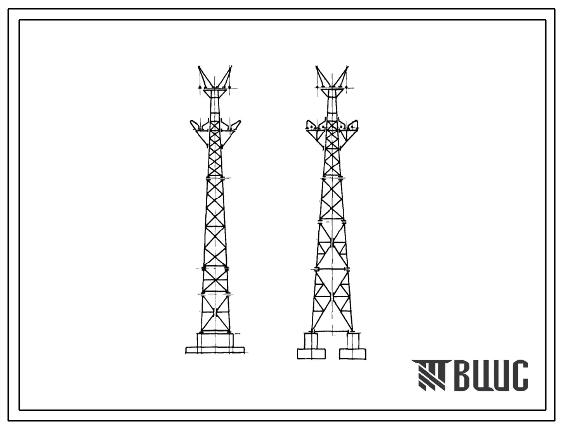 Серия 3.509-1 Опоры стальные для грузовых канатных дорог нормального и тяжелого типов с колеей 3 м и фундаменты к ним. Материалы для проектирования.