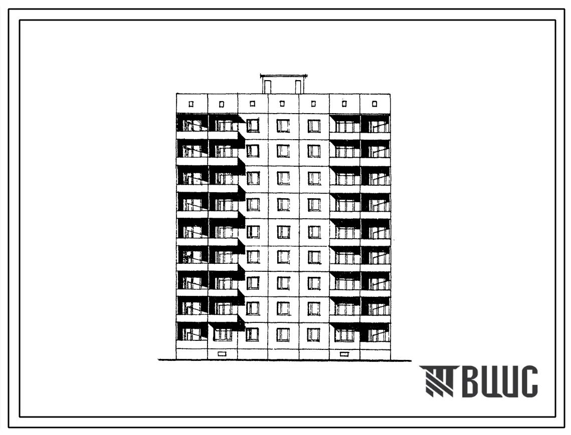 Типовой проект 94-0108.83 Блок-секция 9-этажная 36-квартирная поворотная правая обратная 3Б-4Б-2Б-1Б. Для строительства в Киевской области.