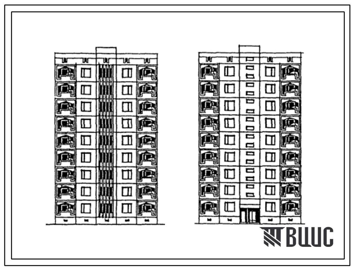 Типовой проект 150-013с.13.86 Блок-секция 9-этажная 18-квартирная рядовая с торцовыми окончаниями 3Б.3Б (для Азербайджанской ССР)