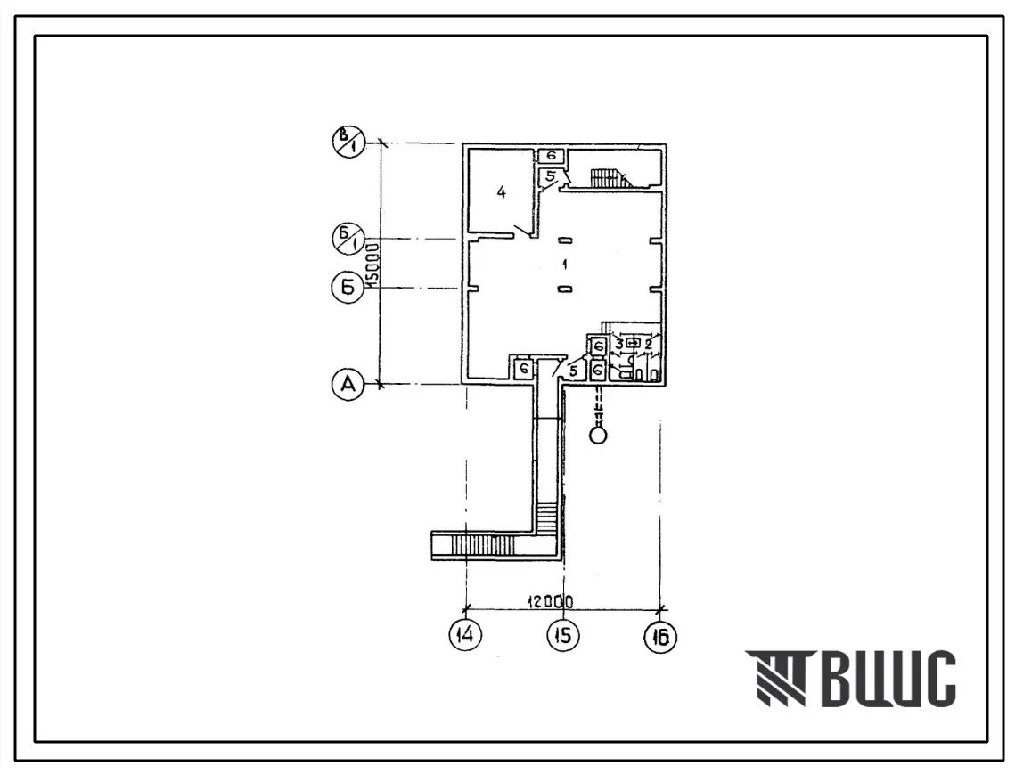 Типовой проект А-3-200(506-123) Помещения учебных занятий и общественных организаций автотранспортного предприятия на 150 спецавтомашин для аэропортов гражданской авиации, (убежище на 200 человек, размеры убежища 15м на 12м, режимы вентиляции 1,2,3).