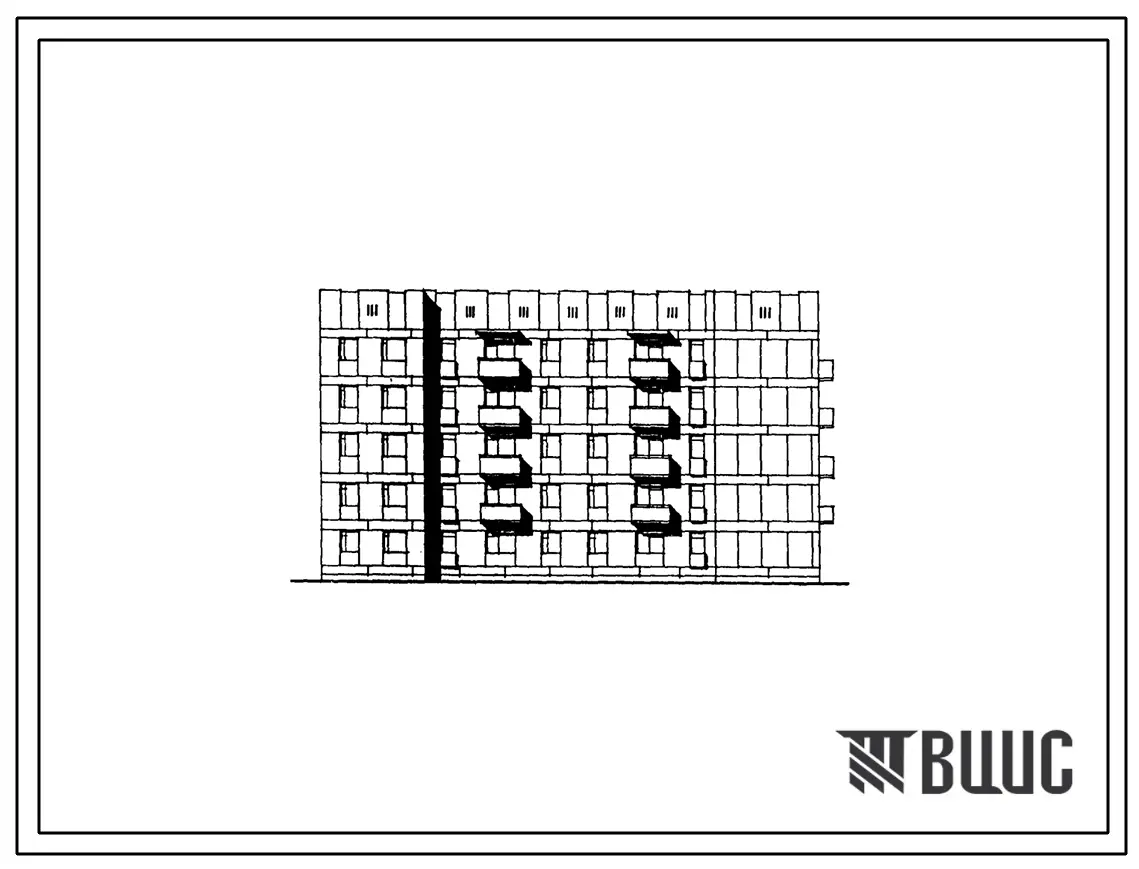 Типовой проект 174-019с.85 Блок-секция 5-этажная 2-секционная 35-квартирная торцовая правая 1А.1А.1Б.2Б-1А.2А.3Б