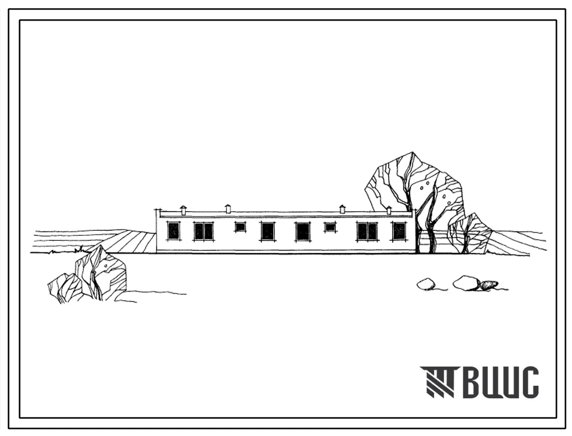 Типовой проект 184-52-109с 1-этажный 2-квартирный жилой дом с 3-комнатными квартирами (стены из обыкновенного глиняного кирпича).