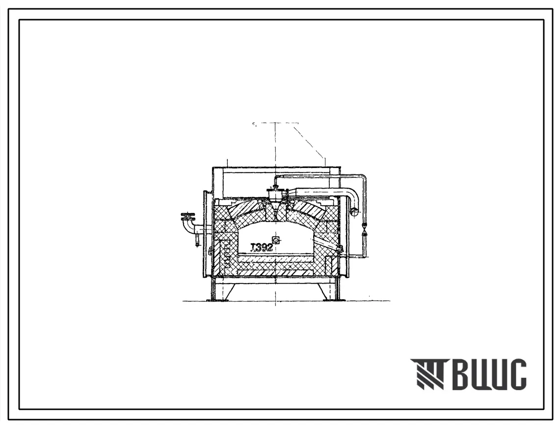 Типовой проект 406-9-292.84 Печь нагревательная щелевая размерами пода 1,4 х 0,7 м на газе среднего давления