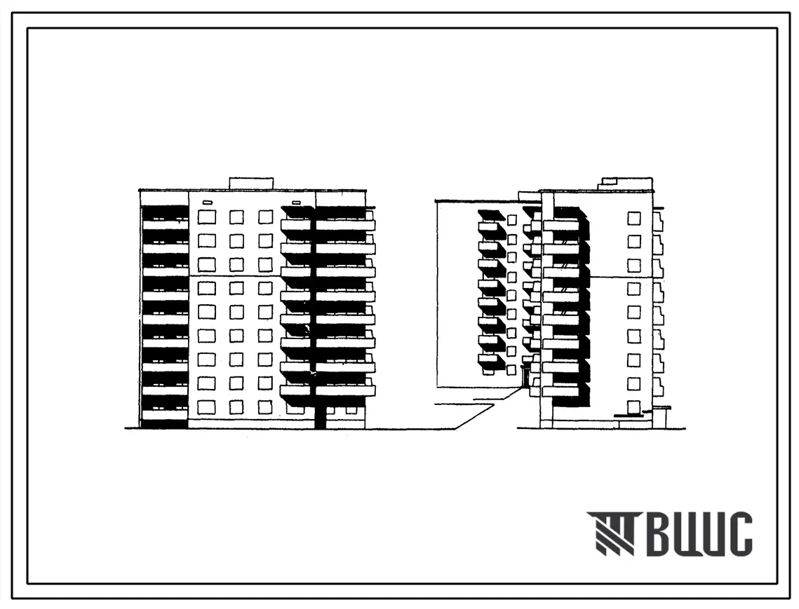 Типовой проект 87-0128/1 Девятиэтажная блок-секция торцевая правая на 36 квартир (однокомнатных 1Б-9, двухкомнатных 2Б-9, трехкомнатных 3Б-9, четырехкомнатных 4Б-9). Для строительства во 2 климатическом районе