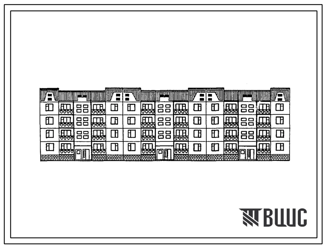 Типовой проект 111-210-57.13.90 Четырехэтажный секционный 32-квартирный жилой дом с квартирами 1-2-3-4 (для строительства в Белорусской ССР)