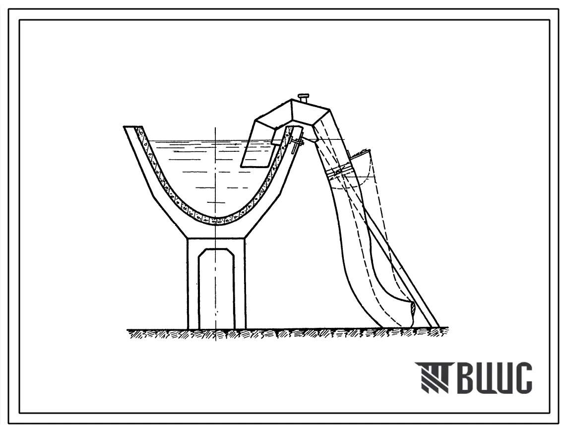 Типовой проект 5415 Гидротехнические сооружения на лотковой распределительной сети на опорах. Переносные сифоны для забора воды из лотковых каналов на расход до 60 л/сек., при уклонах менее критических. Альбом СПВ-63.