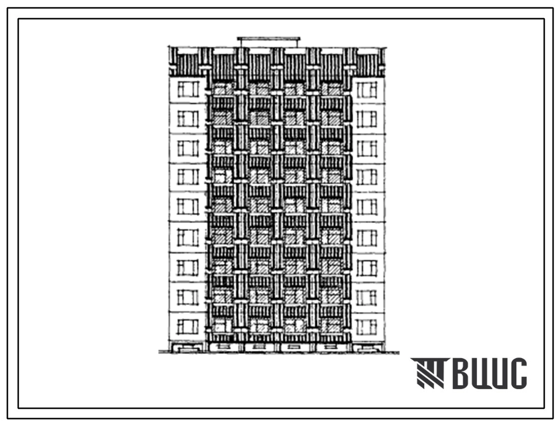 Типовой проект 76-0104с.13.87 Блок-секция 9-этажная 18-квартирная рядовая с торцевыми окончаниями 4.4. Для строительства в Таджикской ССР.