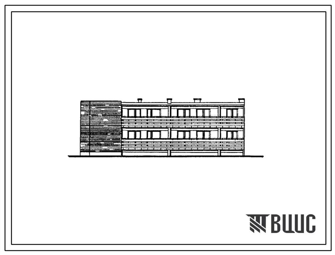 Типовой проект 103-015.13.86 Двухэтажная блок-секция торцевая на 4 квартиры.