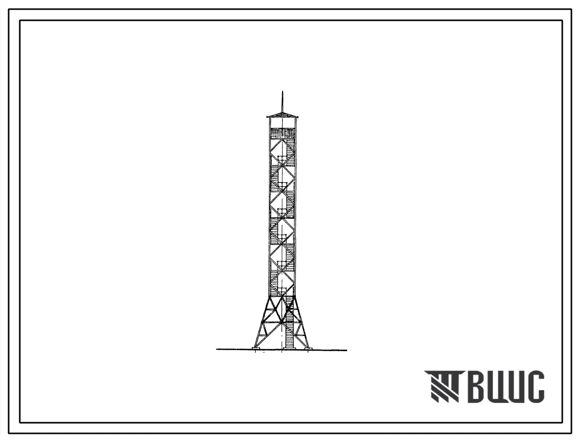 Типовой проект 416-7-35 Металлическая пожарно-наблюдательная вышка высотой 25 метров (без подъемника).