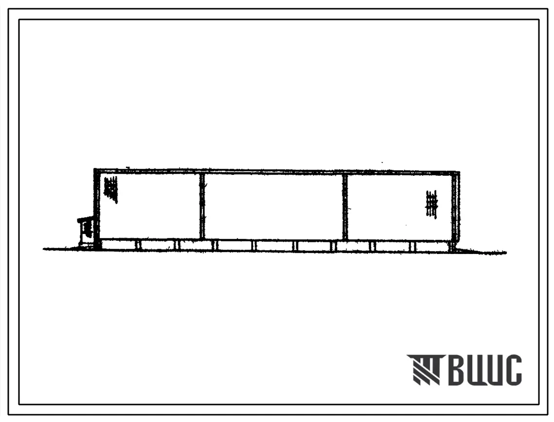 Типовой проект 705-1-229.89 Расходный склад незатаренных и затаренных минеральных удобрений вместимостью 1600 т. Размеры здания -18x54 м. Расчетная температура: -30°С. Стены - асбестоцементные листы. Покрытие - асбестоцементные листы по деревянным аркам и