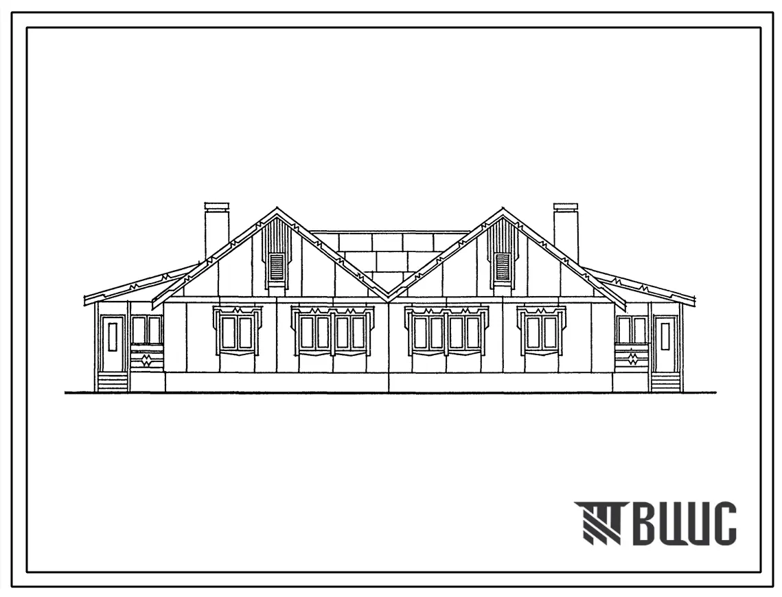 Типовой проект 181-231-3.13.88 Одноэтажный двухквартирный жилой дом с двухкомнатными квартирами для производства на тамбовском комбинате полносборного домостроения