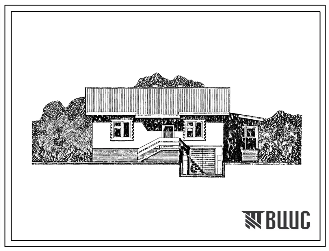 Типовой проект 184-000-265с.84 1-этажный 1-квартирный жилой дом с 4-комнатной квартирой (с подвалом индивидуального строительства). Для строительства в районах сейсмичностью 8 баллов.