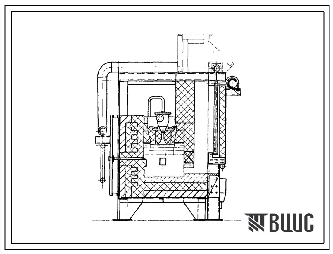Типовой проект 406-9-165 Печь нагревательная щелевая размерами пода 1,6х0,8 м на газе низкого давления.