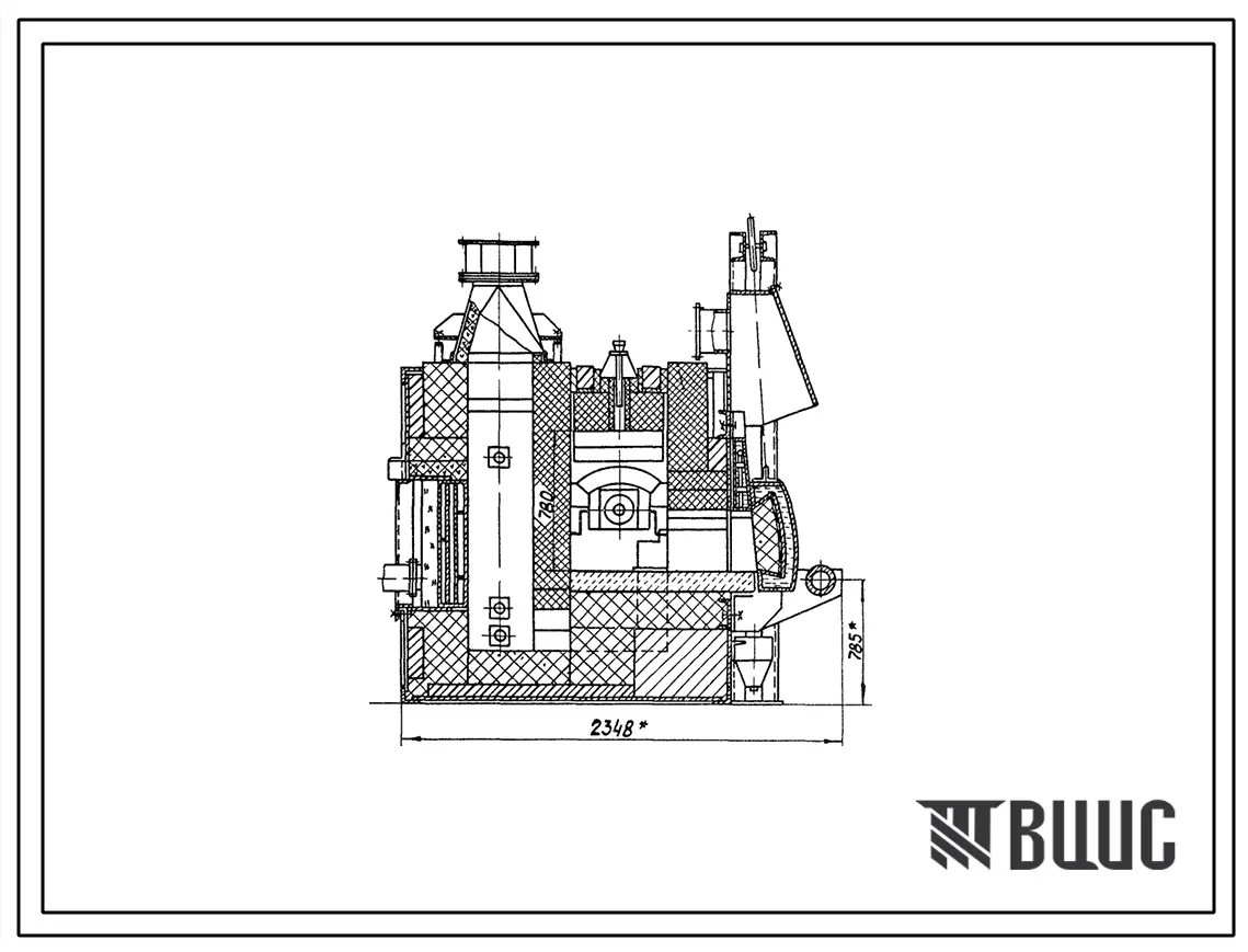 Типовой проект 406-9-315.86 Печь нагревательная камерная размерами пода 0,58 х 0,58 м на газе и мазуте с отводом дыма вверх